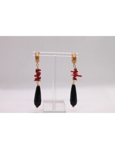 Pendientes coral piedra natural grande