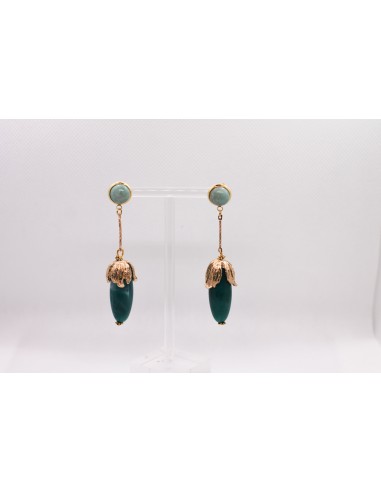 Pendientes bellota de piedra natural (verde oscuro)