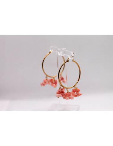 Pendientes aro con coral natural