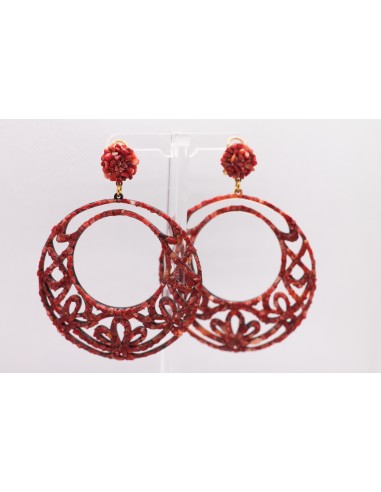 Pendientes coral natural doble