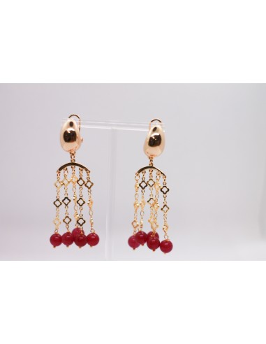 Pendientes de tiras coral natural rojo