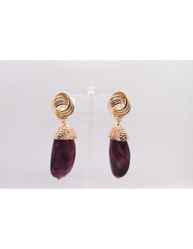 Pendientes piedra natural grande (morado)