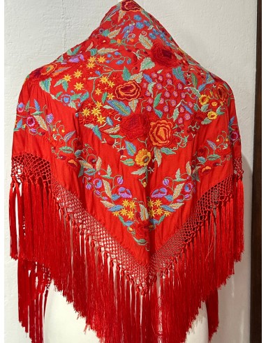Mantón rojo flor chica