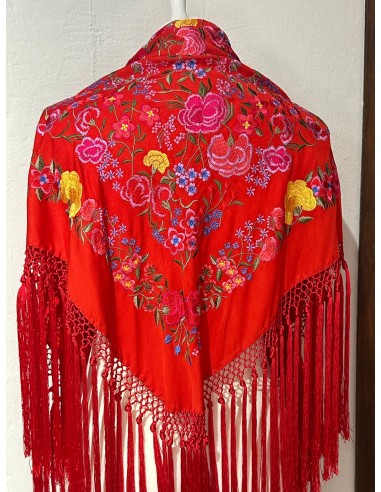 Mantón rojo clavel amarillo