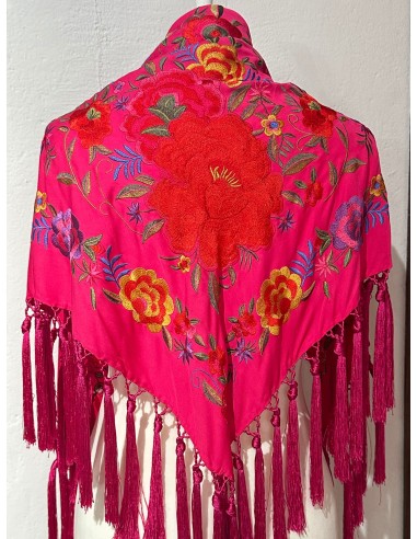 Mantón rosa flor grande