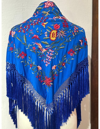 Mantón azul vibrante