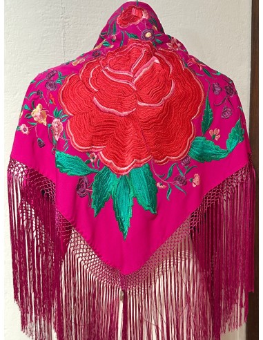 Mantón rosa flor grande ERREPE