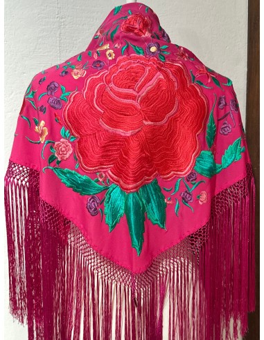 Mantón flor grande ERREPE color rosa fuerte