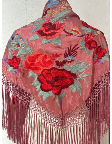 Mantón dos rosas en rosa maquillaje